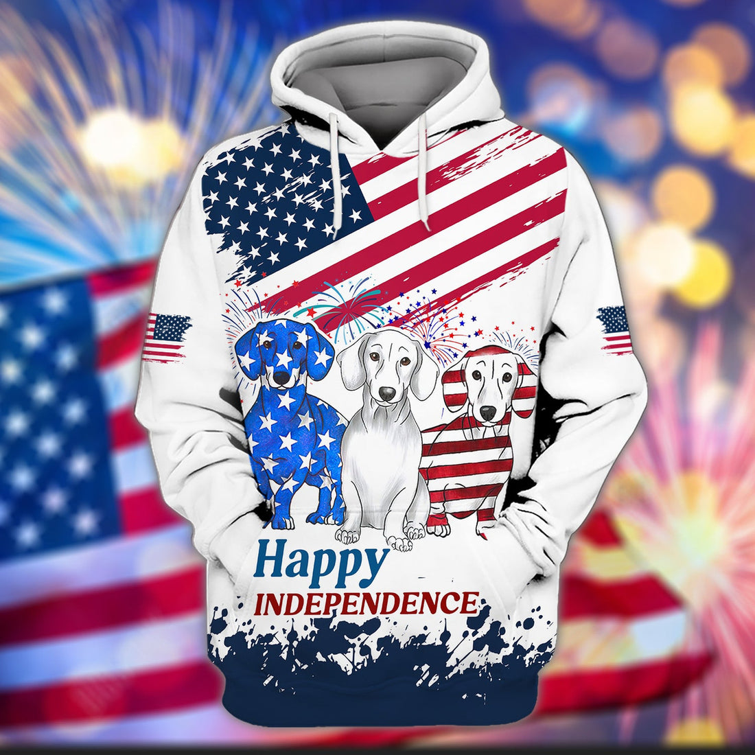 FUNSTUFFPRINT Happy Independence 3D Hoodie and Zip Hoodie