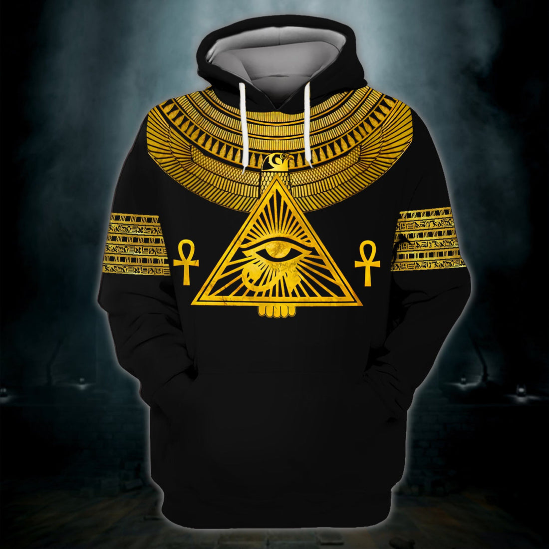 FUNSTUFFPRINT Eye of Horus, Ankh , Ancient Egypt 3D Hoodie and Zip Hoodie