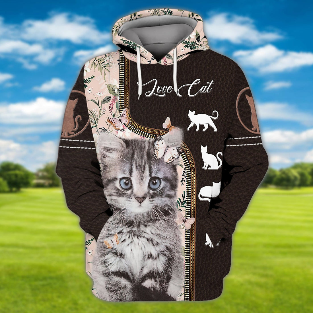 FUNSTUFFPRINT Kittens Pink Love Cats 3D Hoodie and Zip Hoodie