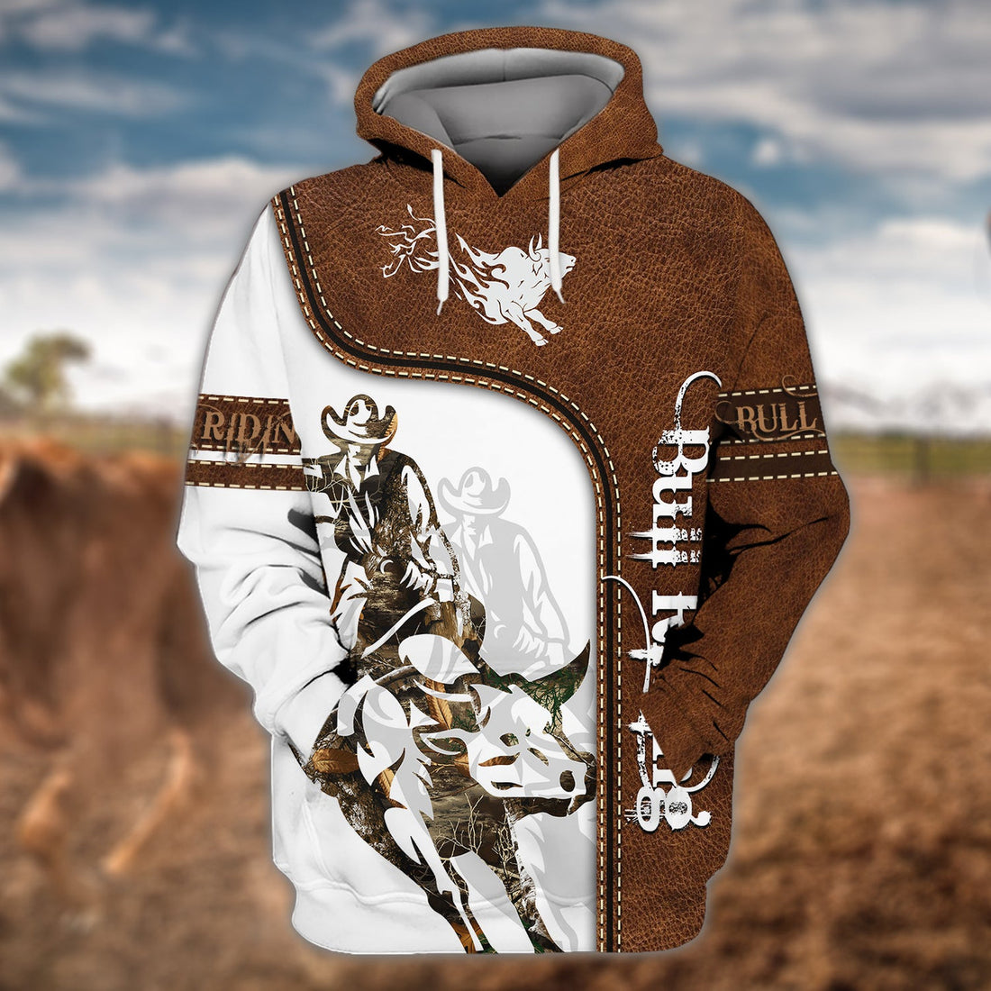 FUNSTUFFPRINT BULL RIDING - Full Printed Shirt 3D Hoodie and Zip Hoodie