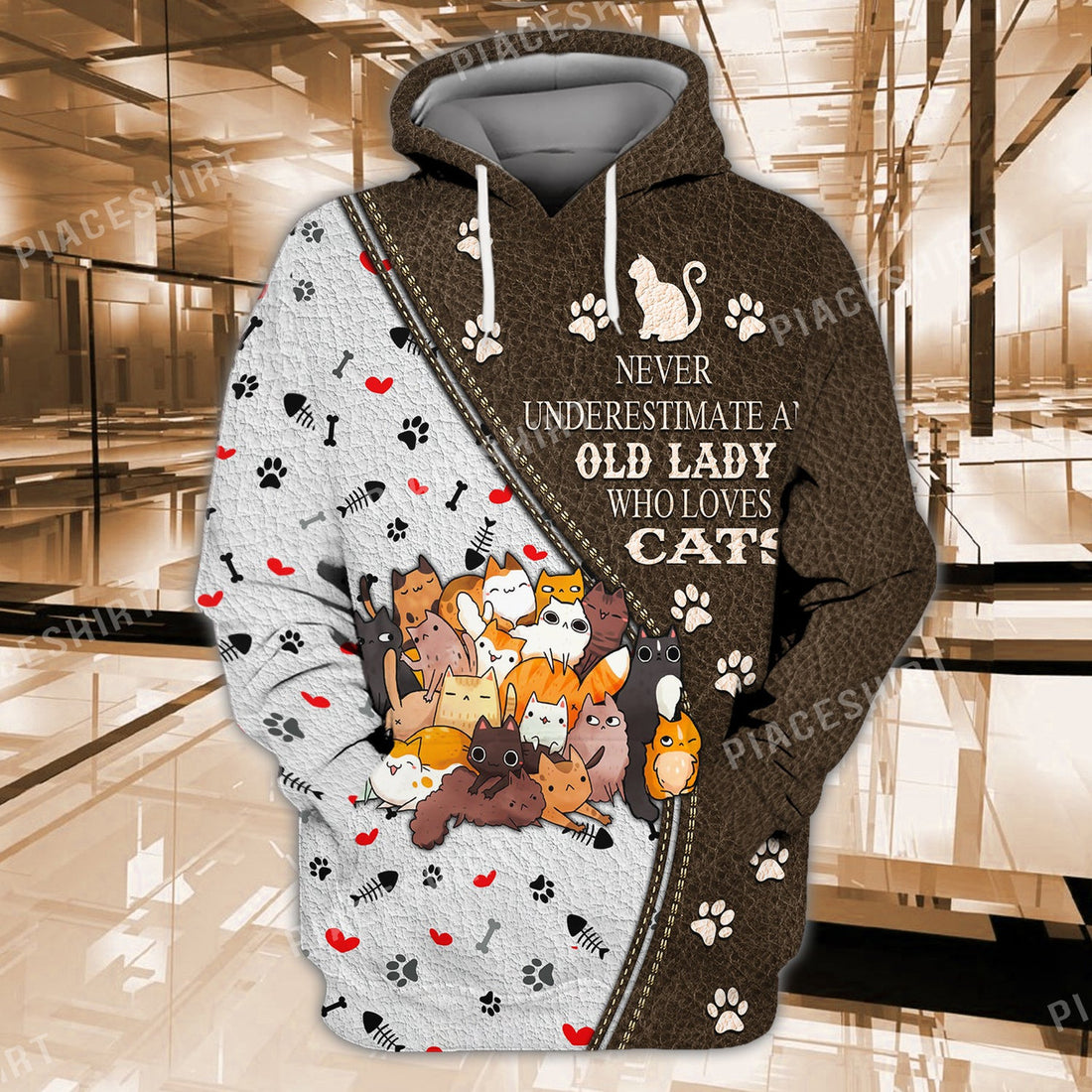 FUNSTUFFPRINT Old Lady Who Love Cats 3D Hoodie and Zip Hoodie