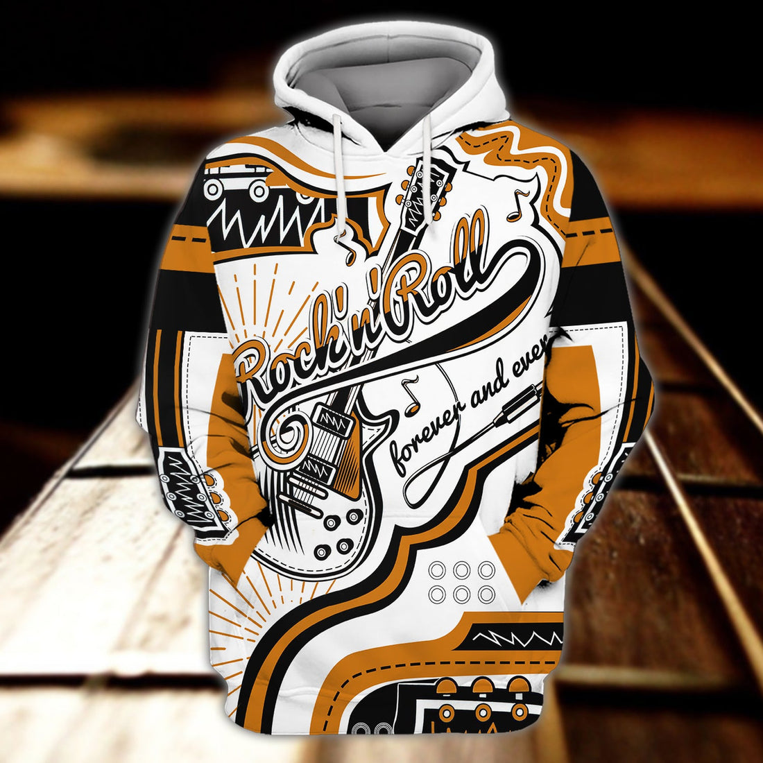 FUNSTUFFPRINT Rock'n'Roll Guitar Full Print 3D Hoodie and Zip Hoodie