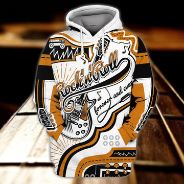 FUNSTUFFPRINT Rock'n'Roll Guitar Full Print 3D Hoodie and Zip Hoodie