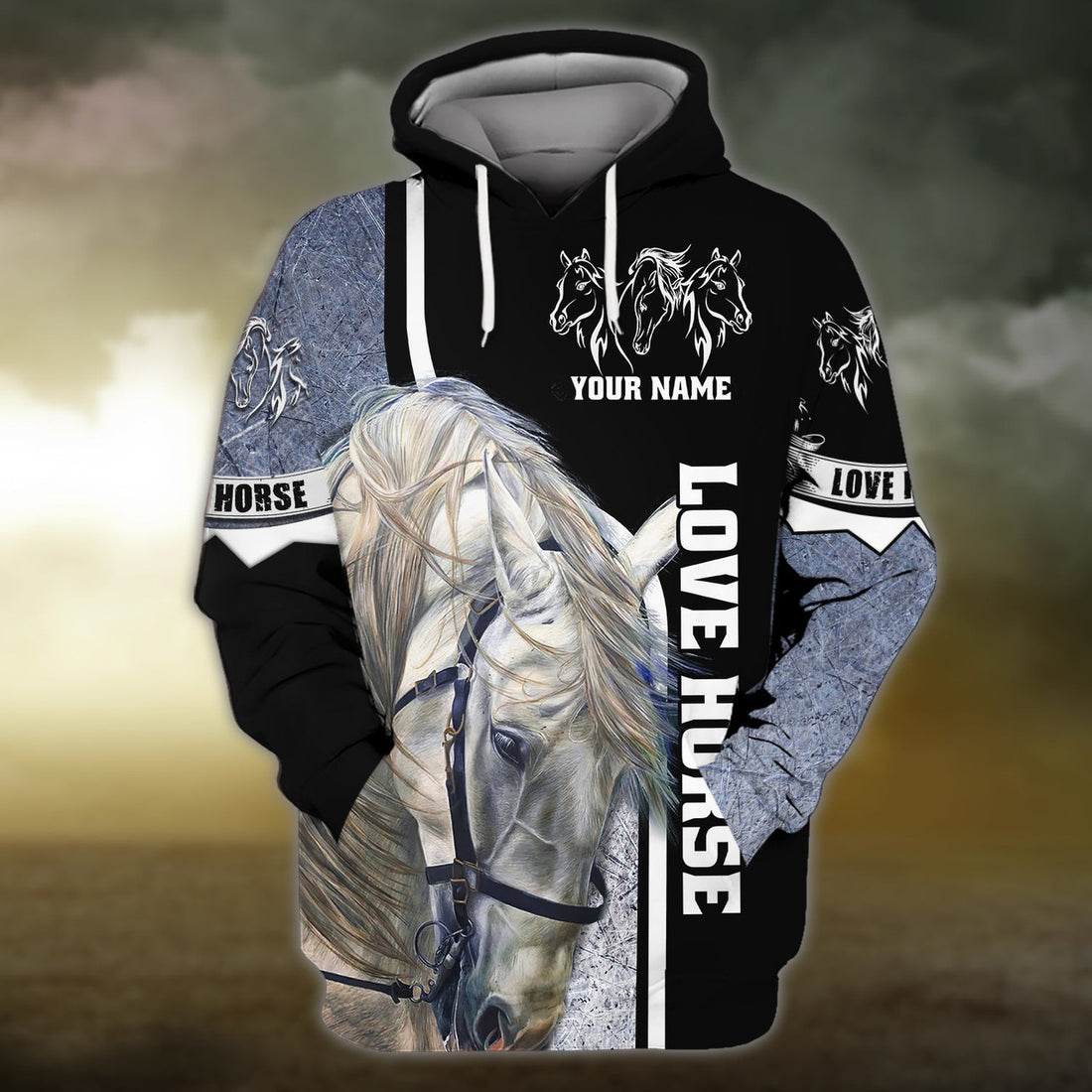 FUNSTUFFPRINT White Horse 3D Shirts Design, Love Horse 3D Hoodie and Zip Hoodie