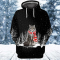 FUNSTUFFPRINT Cat Maine Coon And Winter Night 3D Hoodie and Zip Hoodie