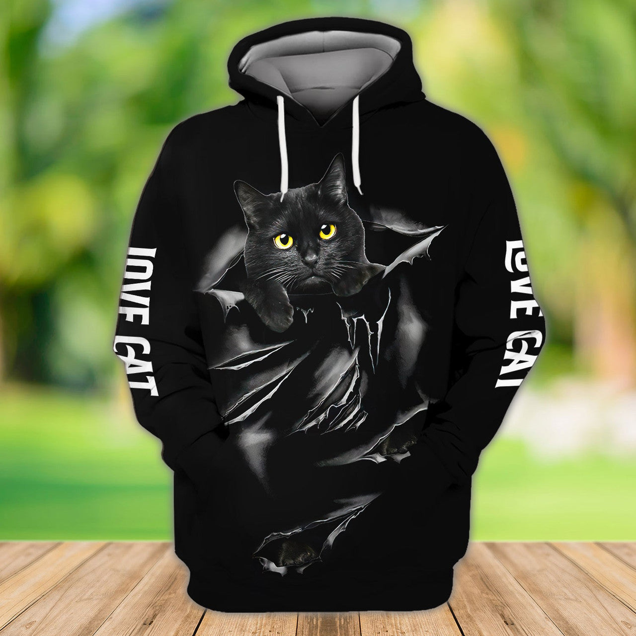 FUNSTUFFPRINT Black Cat S4 Full Print 3D Hoodie and Zip Hoodie