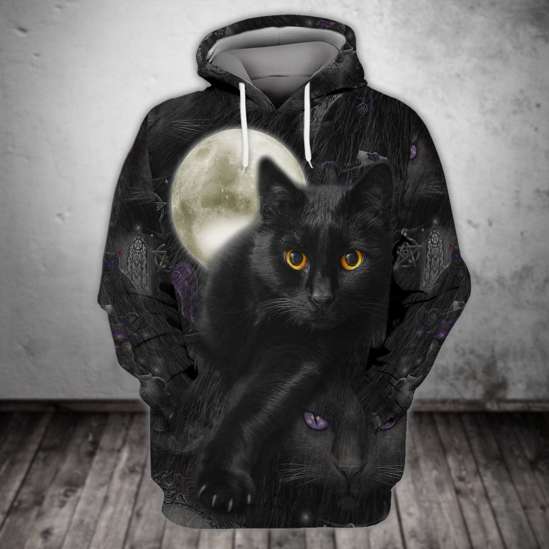 FUNSTUFFPRINT Black Cat 1112 3D Hoodie and Zip Hoodie