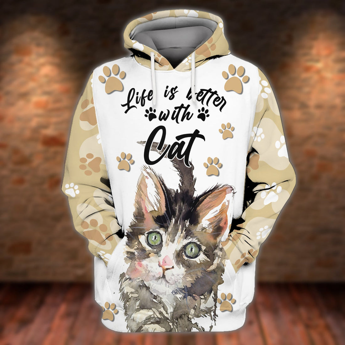 FUNSTUFFPRINT Life is Better With Cats 3D Hoodie and Zip Hoodie