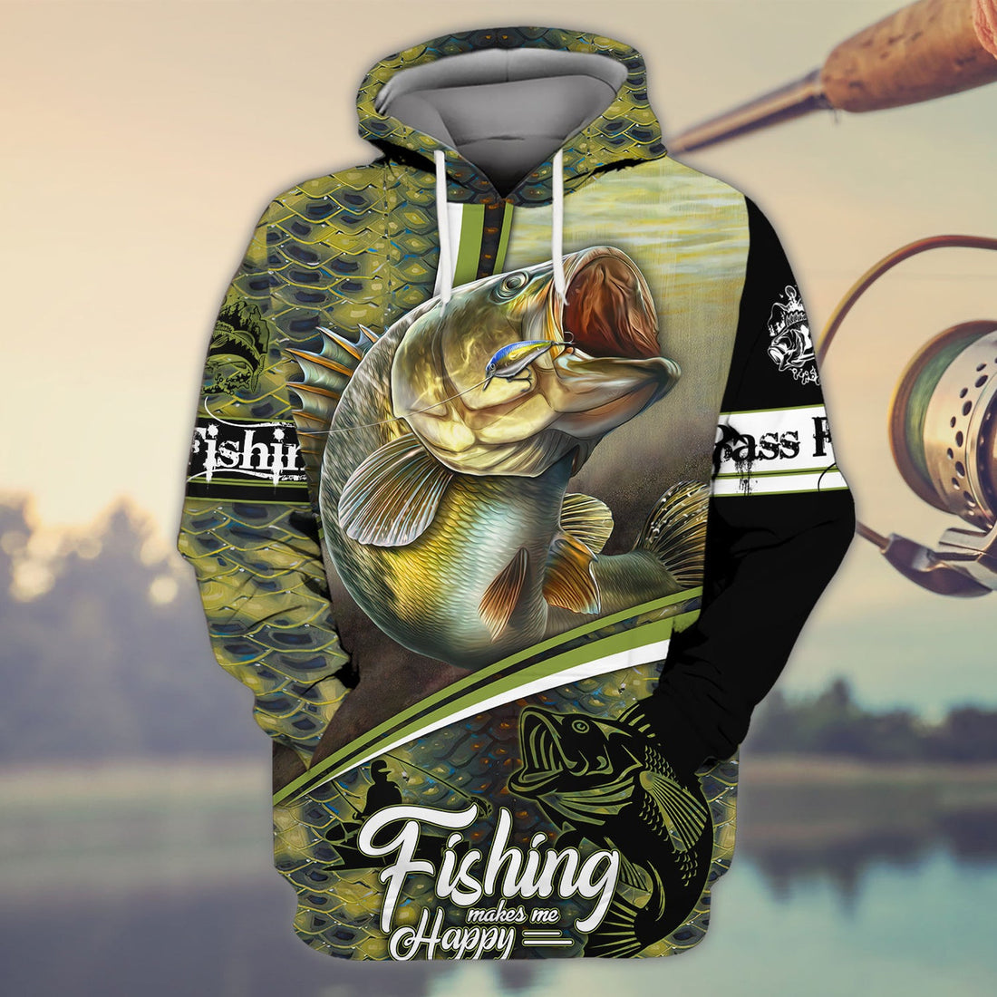 FUNSTUFFPRINT Bass Fishing - Full Print 3D Hoodie and Zip Hoodie