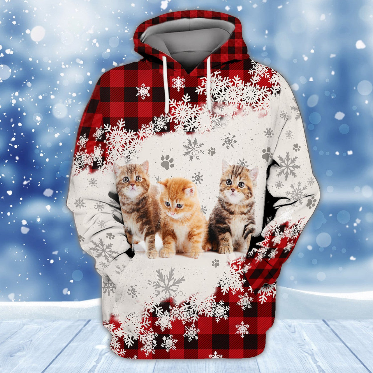 FUNSTUFFPRINT Never Walk Alone Christmas Cats 3D Hoodie and Zip Hoodie