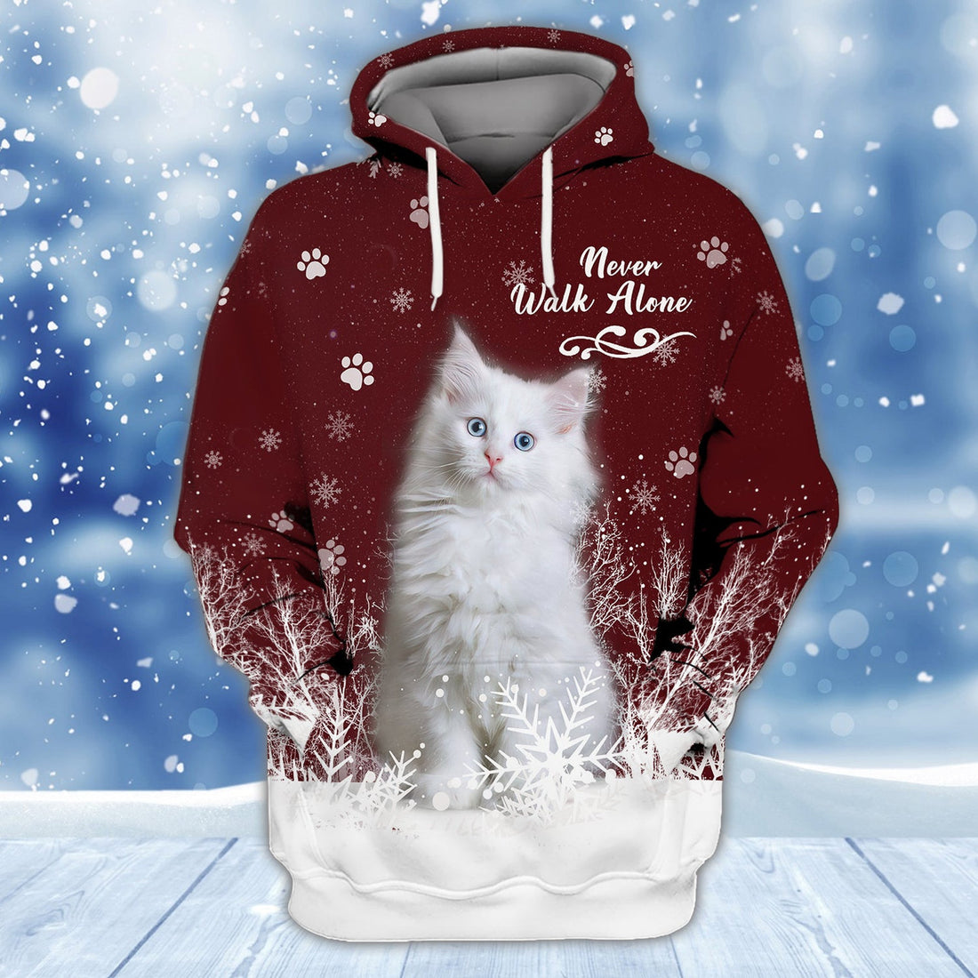 FUNSTUFFPRINT Love Cat, Merry Christmas 3D Hoodie and Zip Hoodie