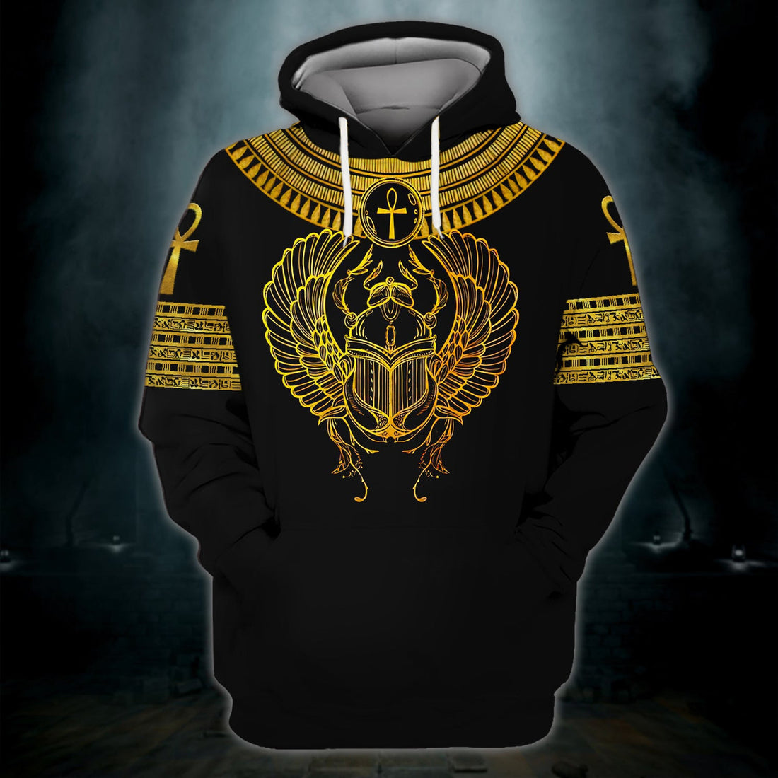 FUNSTUFFPRINT Scarab With Ankh , Ancient Egypt 3D Hoodie and Zip Hoodie