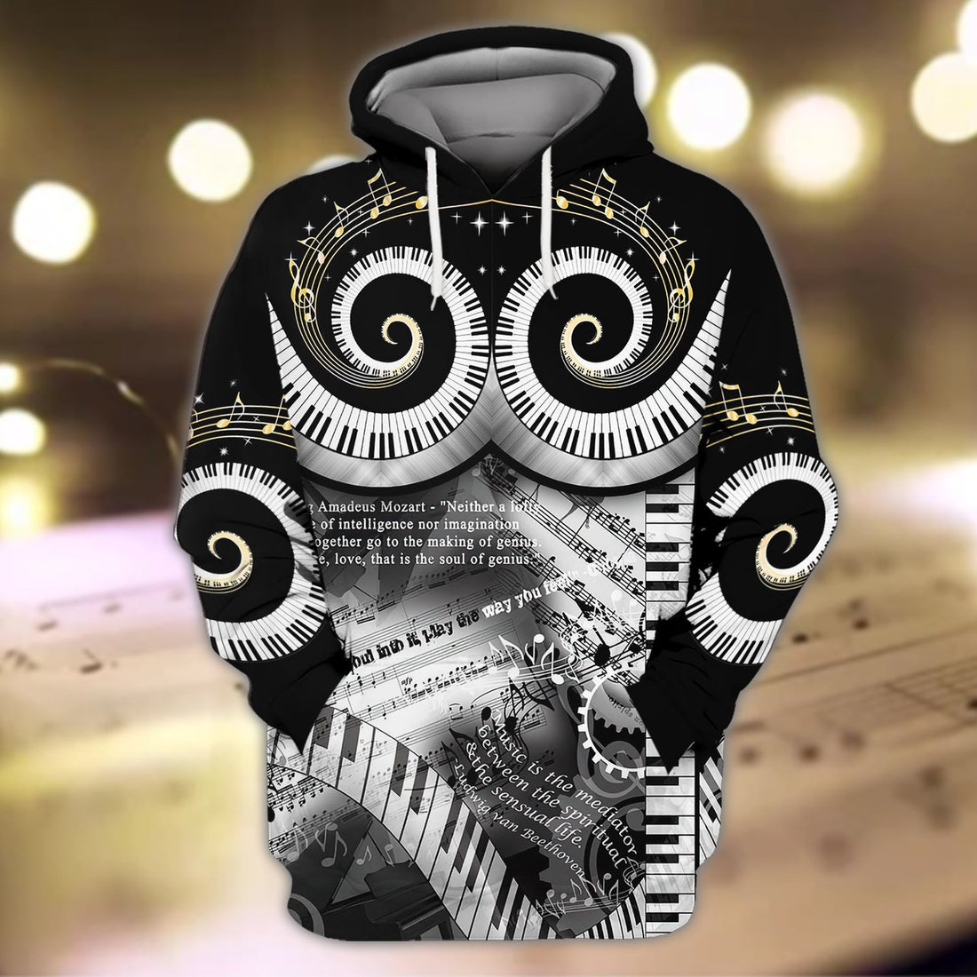 FUNSTUFFPRINT Piano Full Print - 662 3D Hoodie and Zip Hoodie