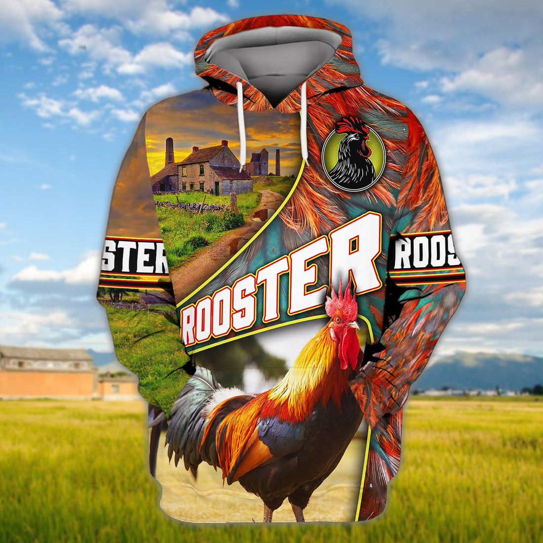 FUNSTUFFPRINT Rooster Full Print 3D Hoodie and Zip Hoodie
