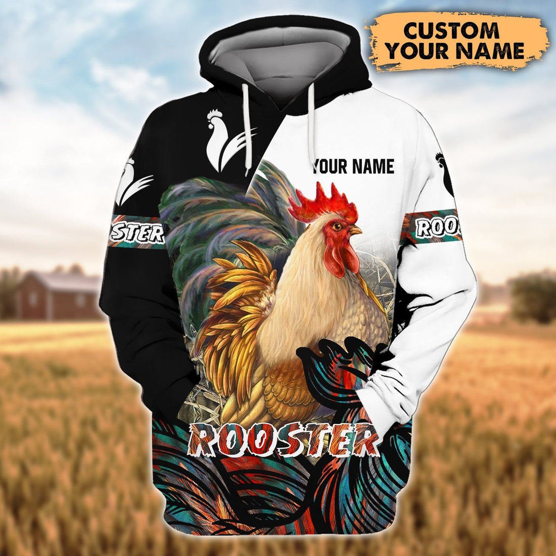 FUNSTUFFPRINT Personalized Rooster 3D All Over Printed Shirts 3D Hoodie and Zip Hoodie