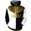 FUNSTUFFPRINT Horus Egyptian God Black And White 3D Hoodie and Zip Hoodie