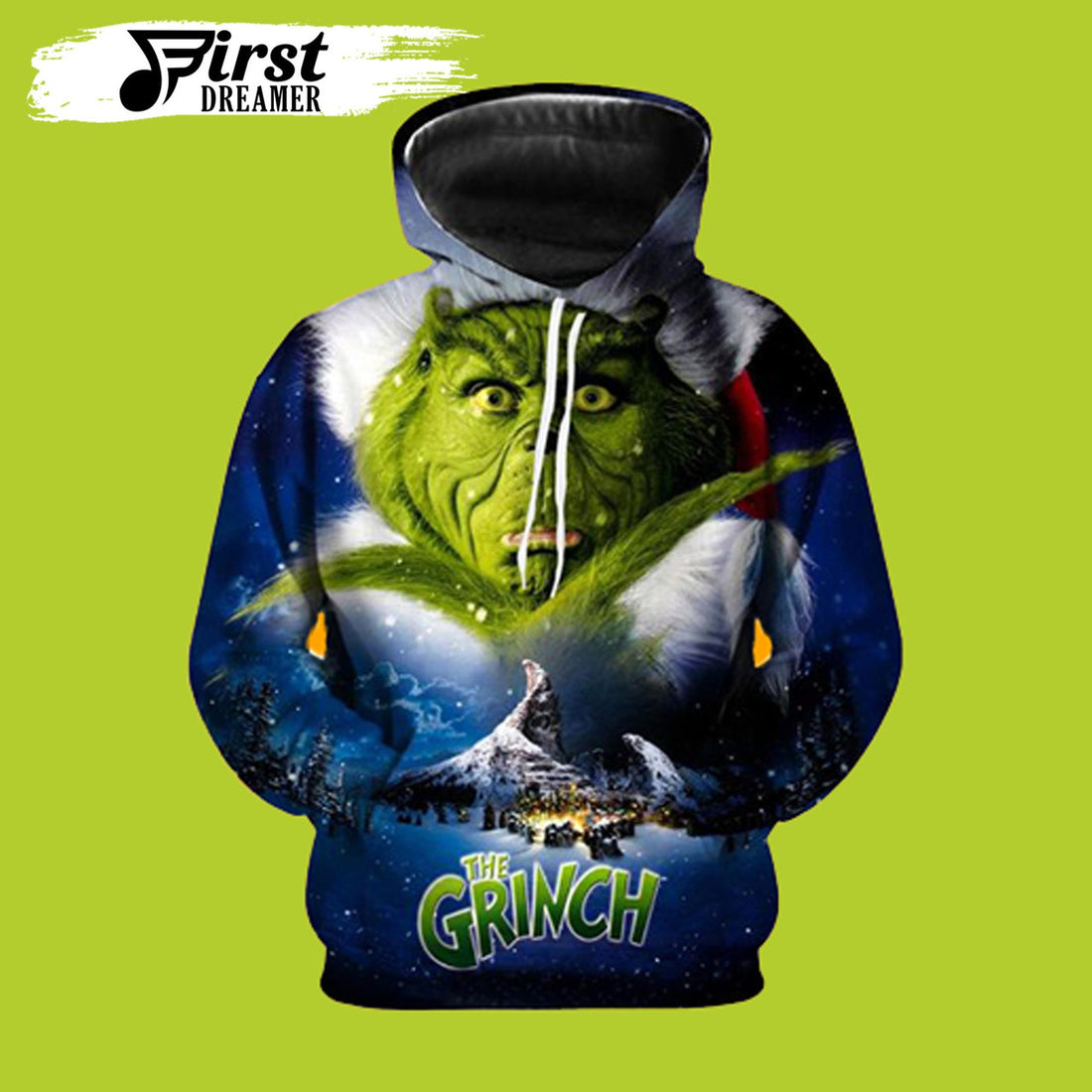 FUNSTUFFPRINT How The Grinch Stole Christmas Grinch 3D Hoodie and Zip Hoodie