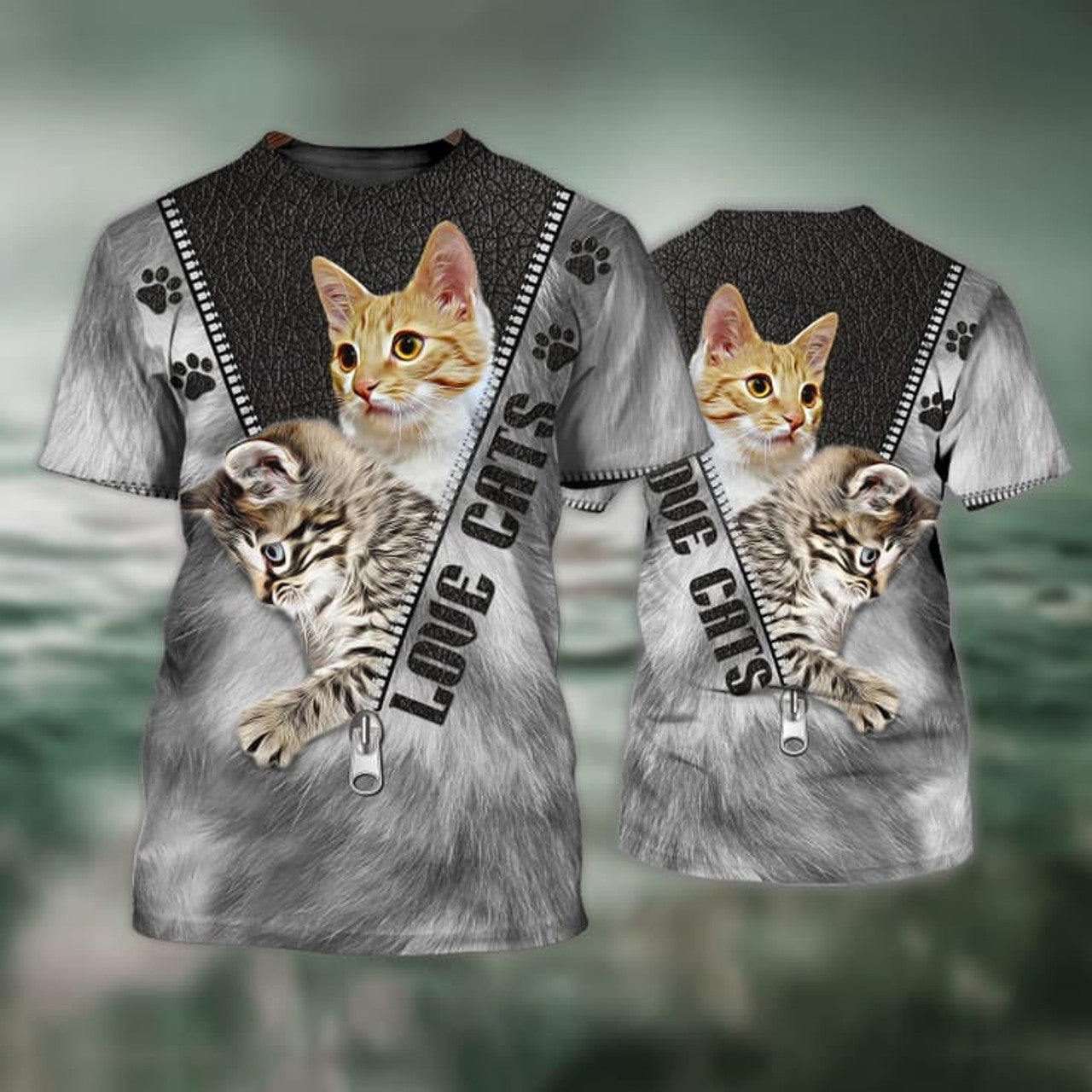 FUNSTUFFPRINT 3D All Over Print Love CaT-Shirt, Unisex Cat T-Shirt, Faith Hope Love Ca3D T-shirt