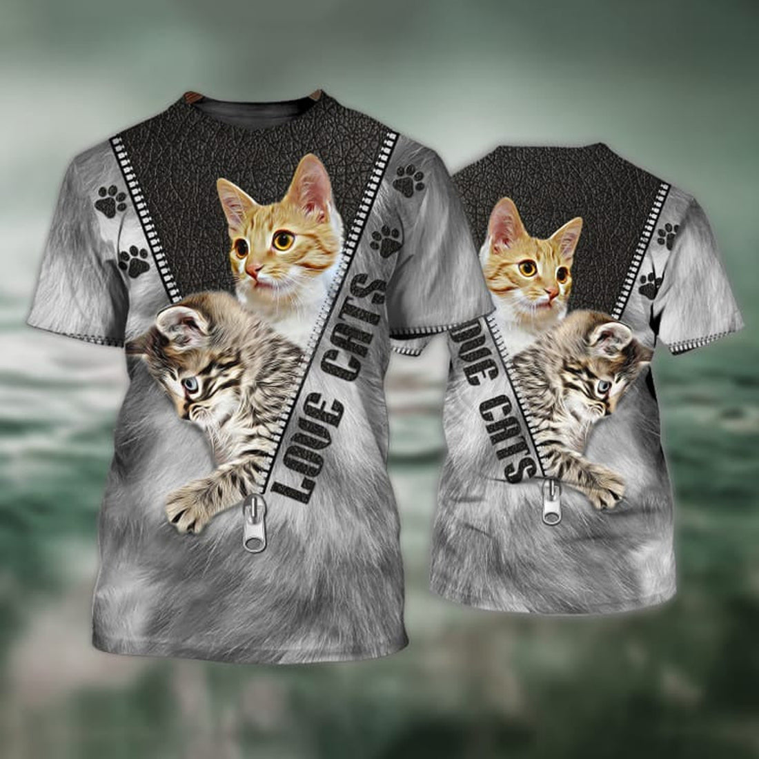 FUNSTUFFPRINT 3D All Over Print Love CaT-Shirt, Unisex Cat T-Shirt, Faith Hope Love Ca3D T-shirt