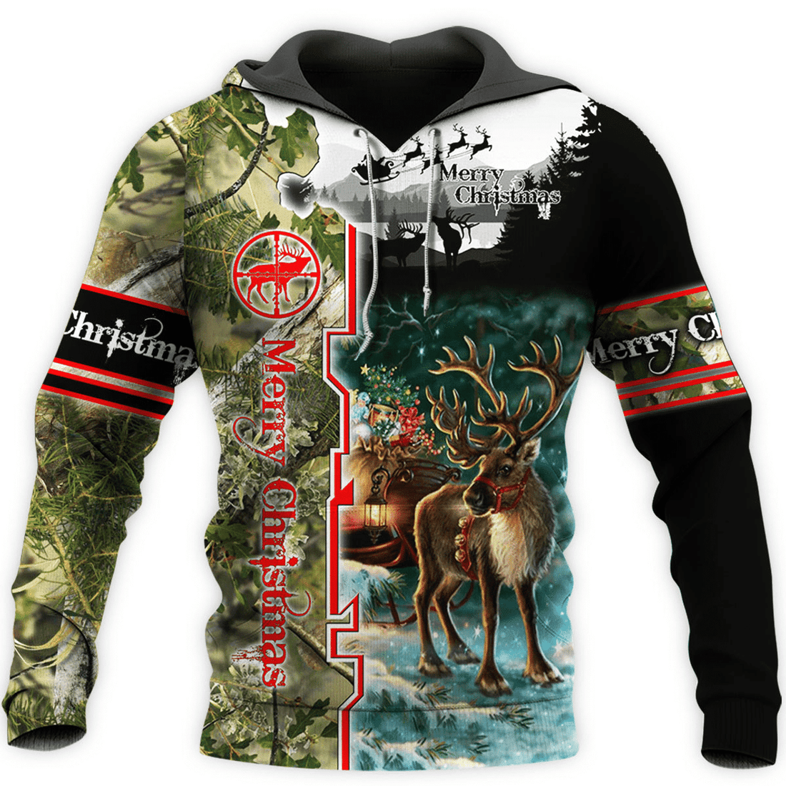 FUNSTUFFPRINT Hunting Christmas 3D Hoodie and Zip Hoodie