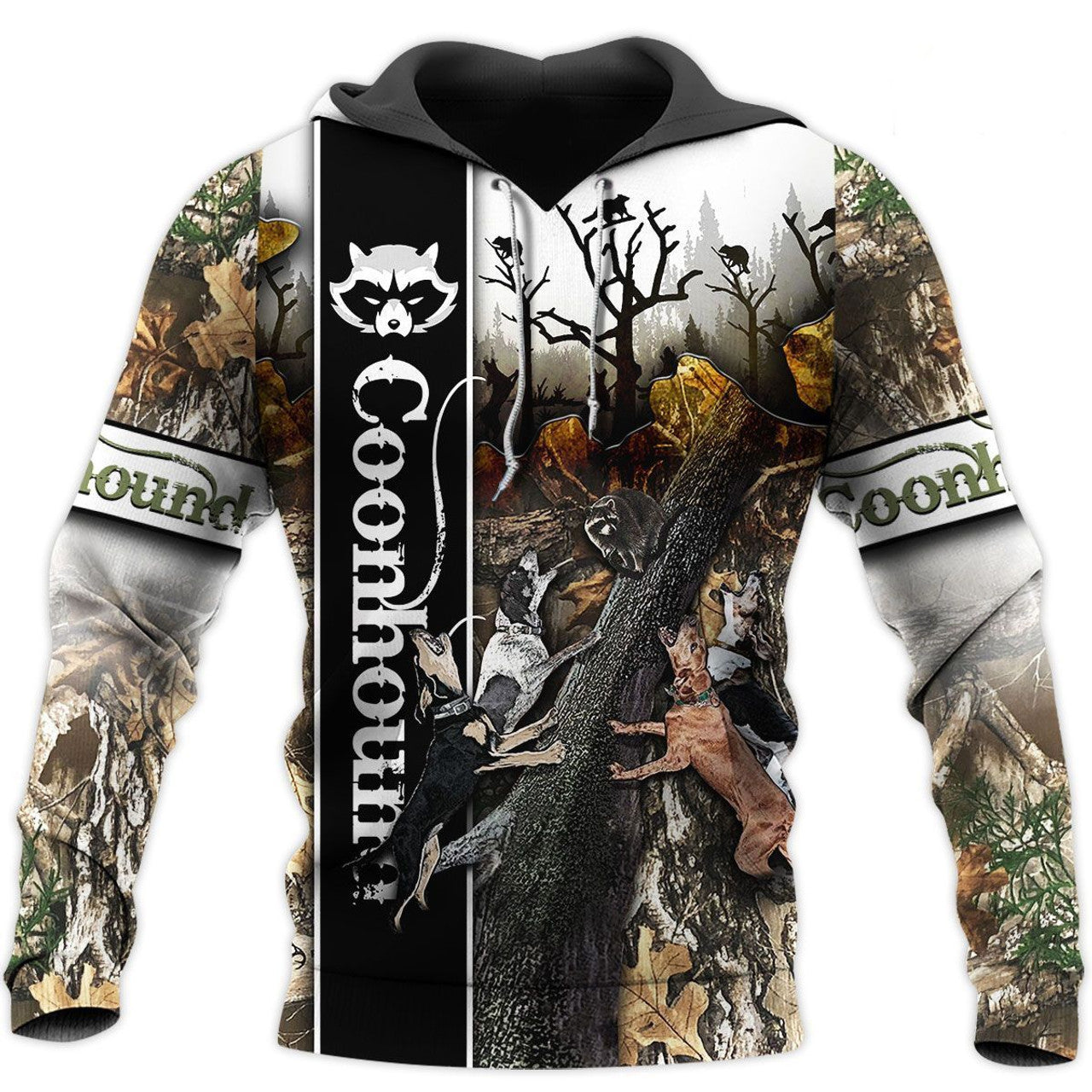 FUNSTUFFPRINT Hunting Coonhound Camo 3D Hoodie and Zip Hoodie