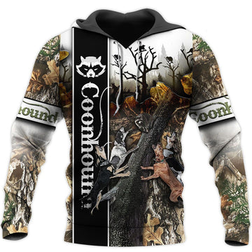 FUNSTUFFPRINT Hunting Coonhound Camo 3D Hoodie and Zip Hoodie