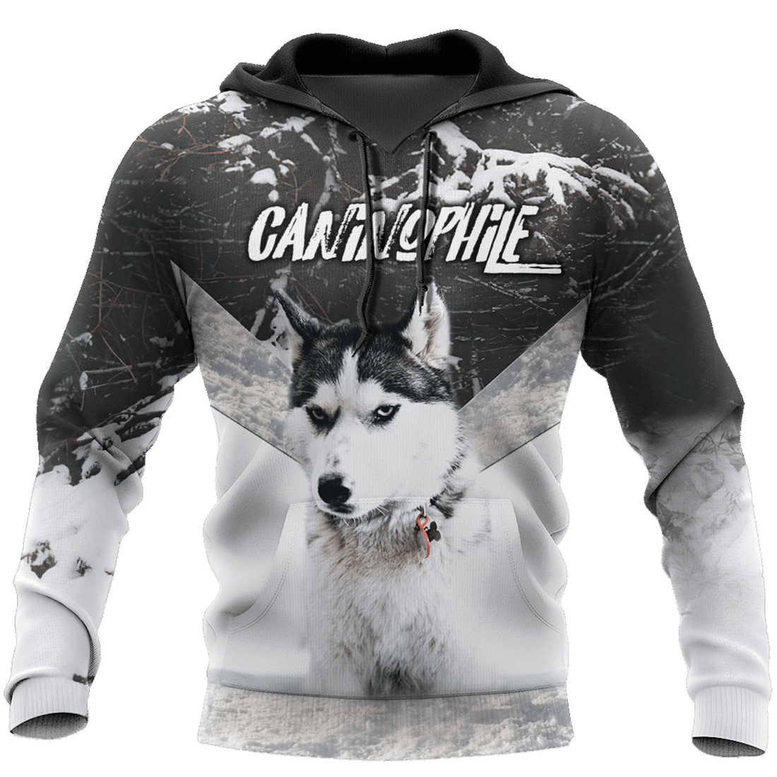 FUNSTUFFPRINT Husky Black And White Unique Design 3D Hoodie and Zip Hoodie