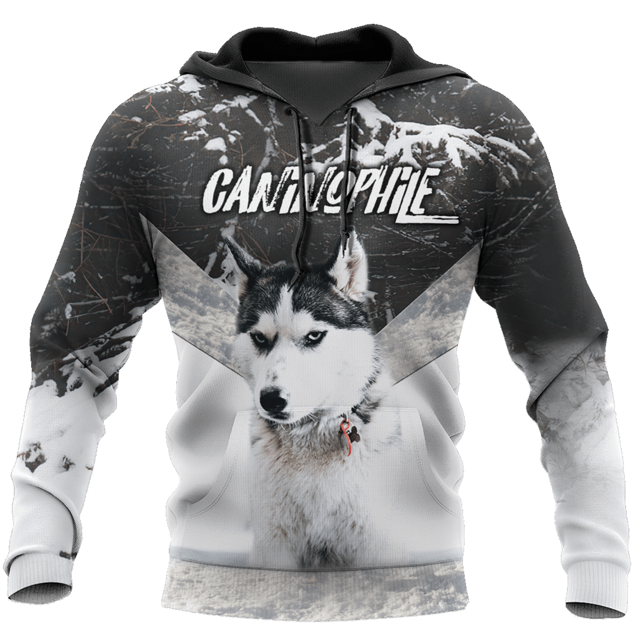 FUNSTUFFPRINT Husky Black And White Unique Design 3D Hoodie and Zip Hoodie