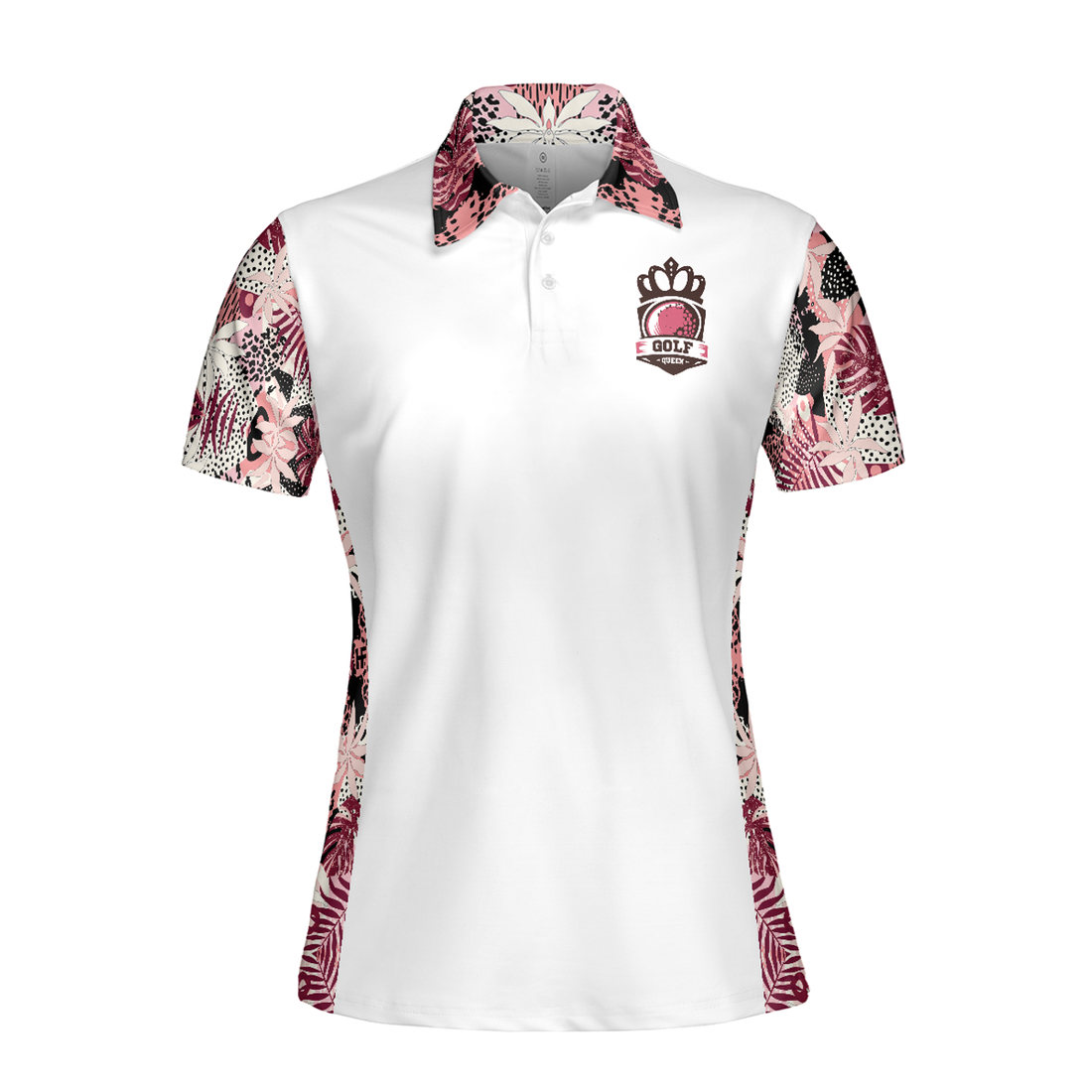 I Golf Like A Girl Try To Keep Up Flower Seamless Pattern Short Sleeve Women Polo Shirt