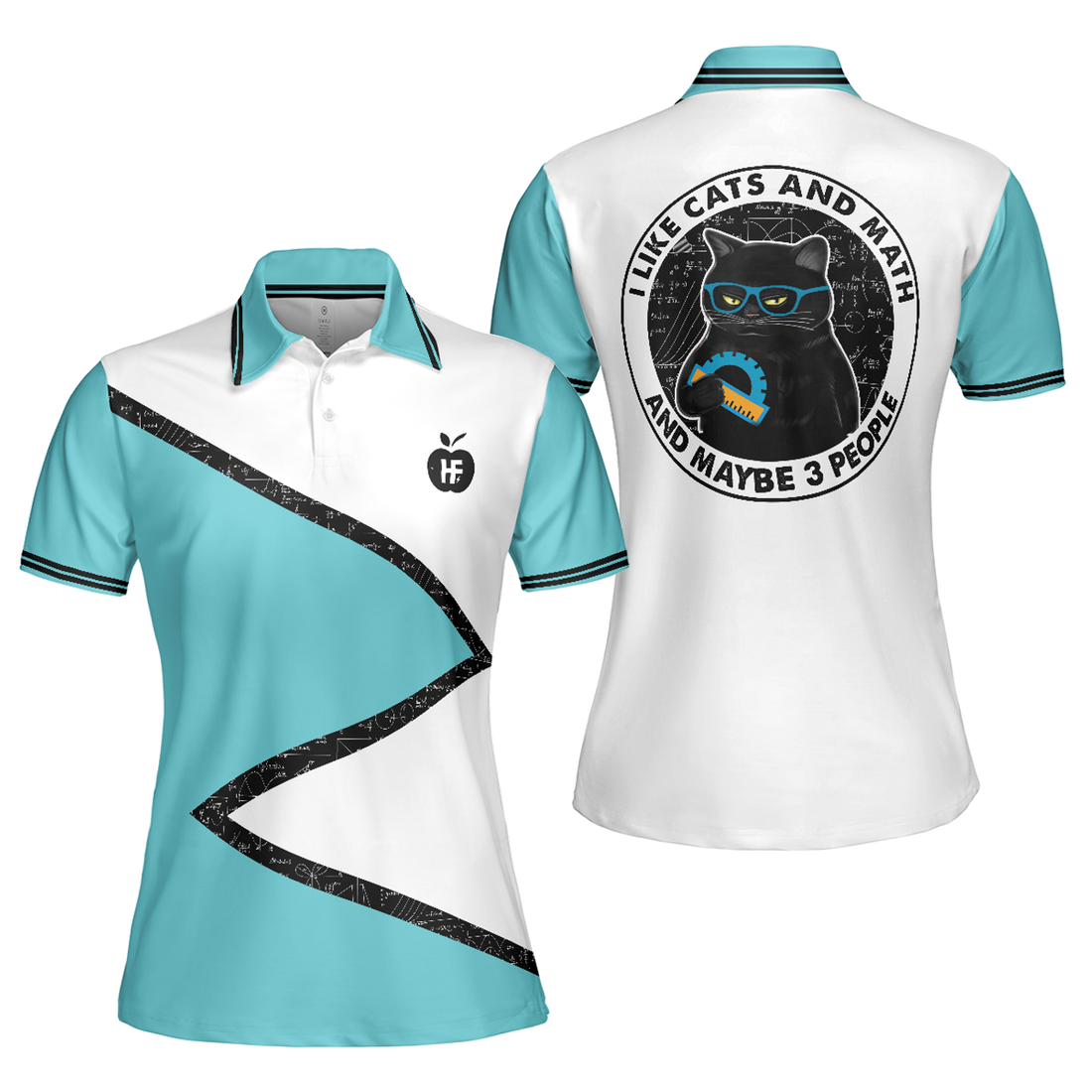 I Like Cats And Math And Maybe 3 People Short Sleeve Women Polo Shirt
