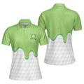 Ice Cream Melting On Golf Ball Cone Golf Short Sleeve Women Polo Shirt