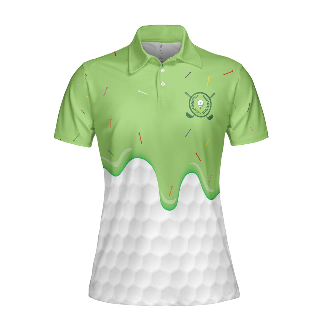 Ice Cream Melting On Golf Ball Cone Golf Short Sleeve Women Polo Shirt