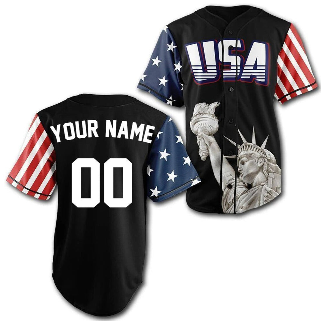 Custom Black USA Baseball Jersey, Personalized Jersey with your Name and Number