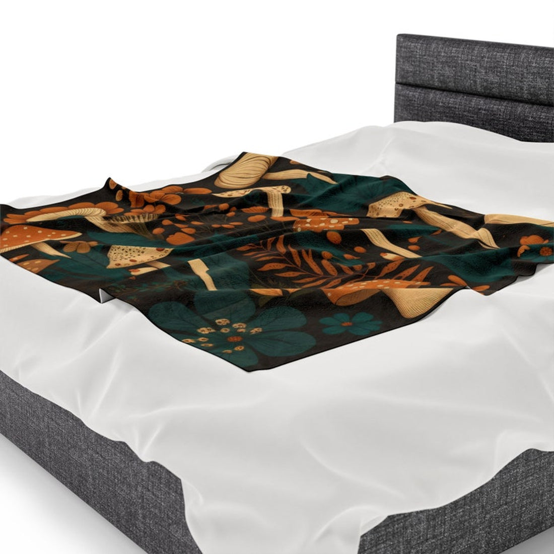 FUNSTUFFPRINT Cottagecore Plush Fleece Blanket, Comfy Floral Mushroom Throw Blanket, Mushroom Decor, Mushroom Bedding, Mushroom Lover Gift