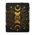 FUNSTUFFPRINT Boho Celestial Sun Moon & Stars Mystical Fleece Sherpa Blanket, Moon Phases Throw Blanket Couch Blanket, Witchy Blanket, Aesthetic Blanket