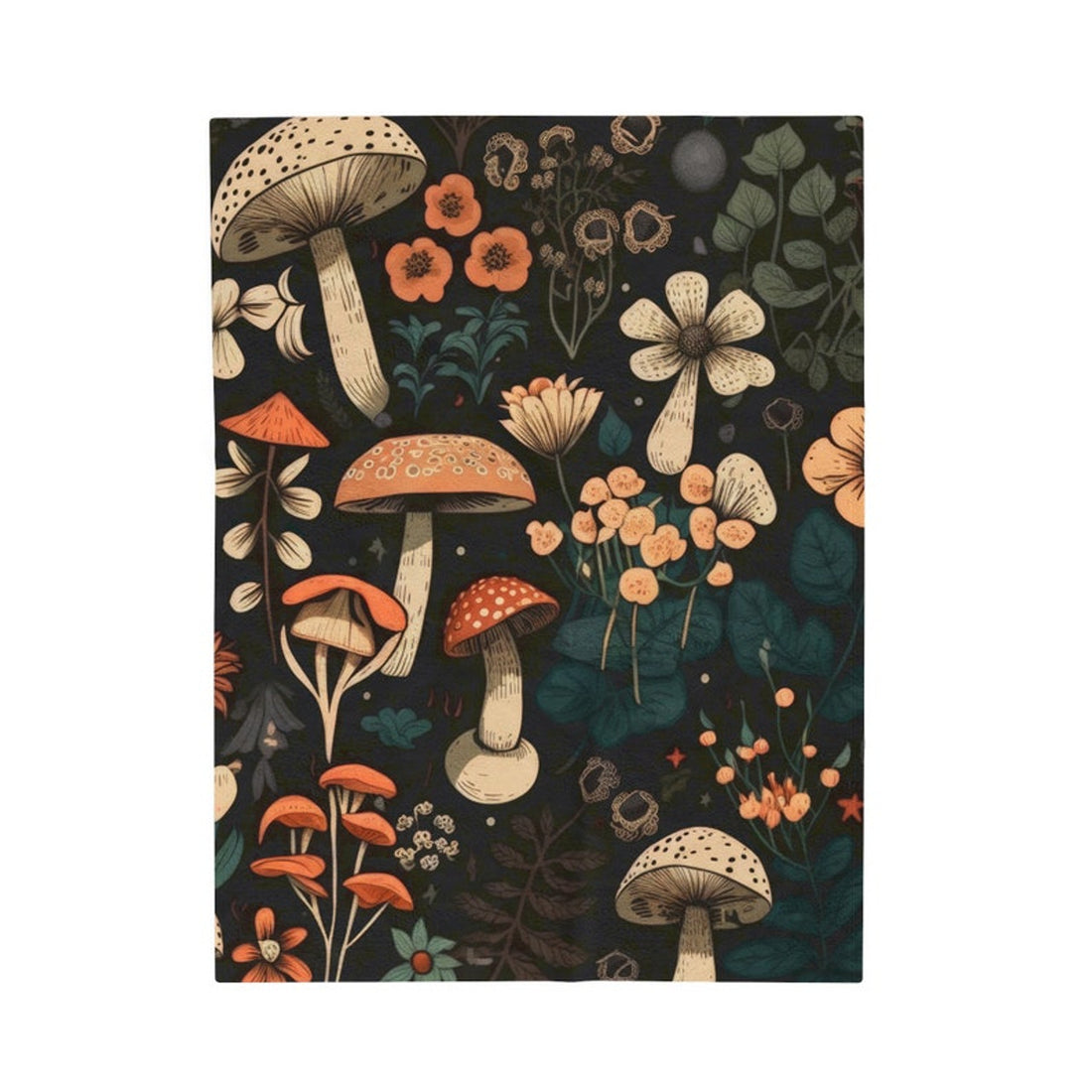 FUNSTUFFPRINT Cottagecore Plush Fleece Blanket, Cozy Forest Mushroom Throw Blanket, Mushroom Decor, Mushroom Bedding, Mushroom Lover Gift