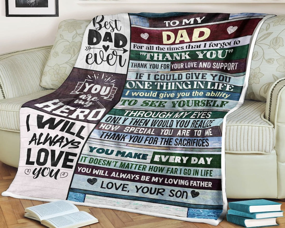 FUNSTUFFPRINT Family wooden background fleece blanket to my dad how special you are to me you are my hero be my loving father love your son, gift for dad