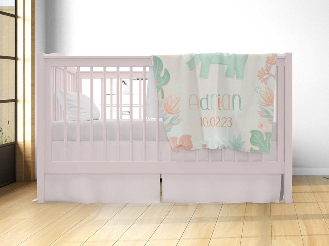 FUNSTUFFPRINT Custom  Baby Elephant Blanket, Floral Elephant Nursery Blanket, First Christmas Baby Boy Blanket, Kids Custom Blanket, Baby Shower Gift