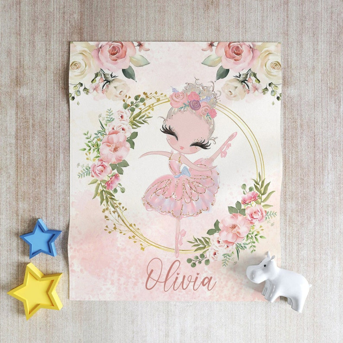 FUNSTUFFPRINT Custom  Dancer Gift, Ballet Girl Nursery Blanket, Ballerina Blanket, Flowers Baby Blanket, Kids Custom Blanket, Floral Baby Shower Gift
