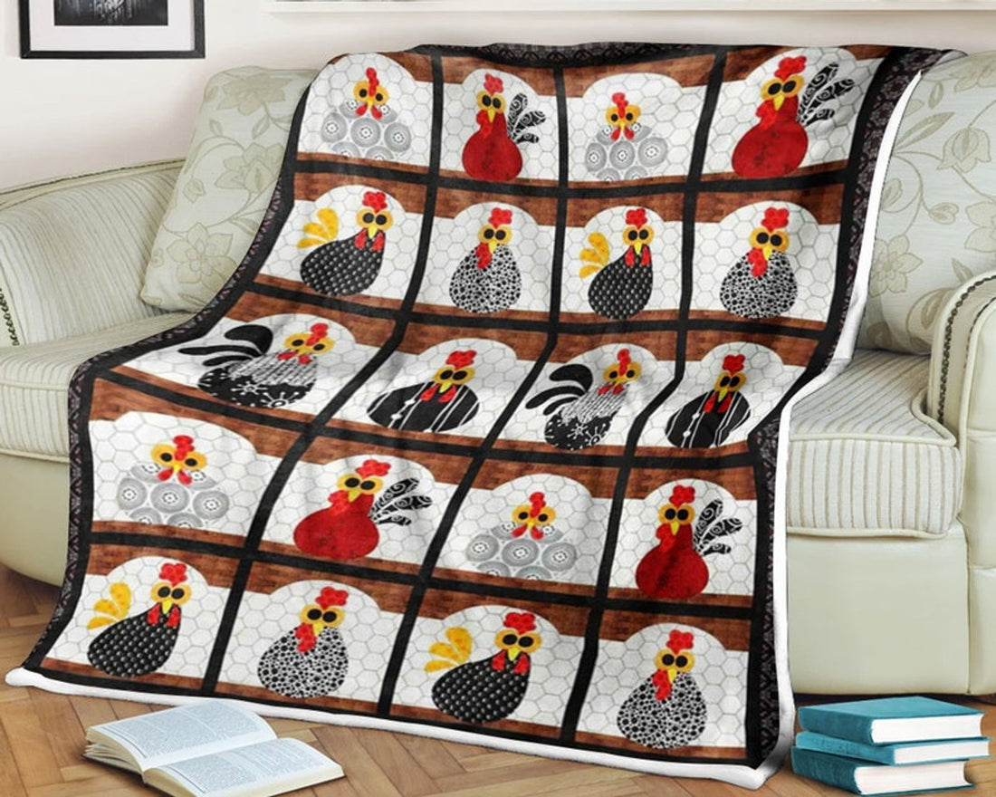 FUNSTUFFPRINT Cute chicken fleece blanket, funny chicken blanket, chicken lover gift, blanket for farmer, farmhouse decor, blanket for girls
