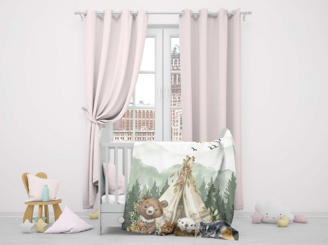FUNSTUFFPRINT Custom  Woodland Nursery Blanket, Personalized Forest Animals Blanket, Safari Animal Baby Blanket, Kids Custom Name Blanket, Baby Shower Gift