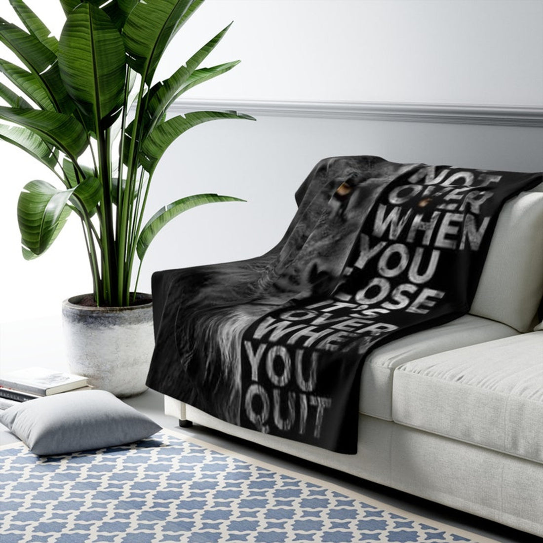 FUNSTUFFPRINT Inspirational Lion Sherpa Blanket - Soft and Comfortable Throw - Cozy Home Decor - Shop Now!