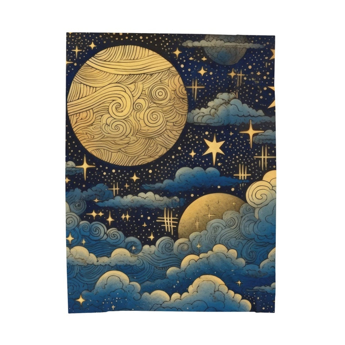 FUNSTUFFPRINT Celestial Sun Moon Stars Mystical Velveteen Throw Blanket, Gothic Blanket, Vintage Moon Tapestry Aesthetic Blanket, Dark Cottagecore Blanket