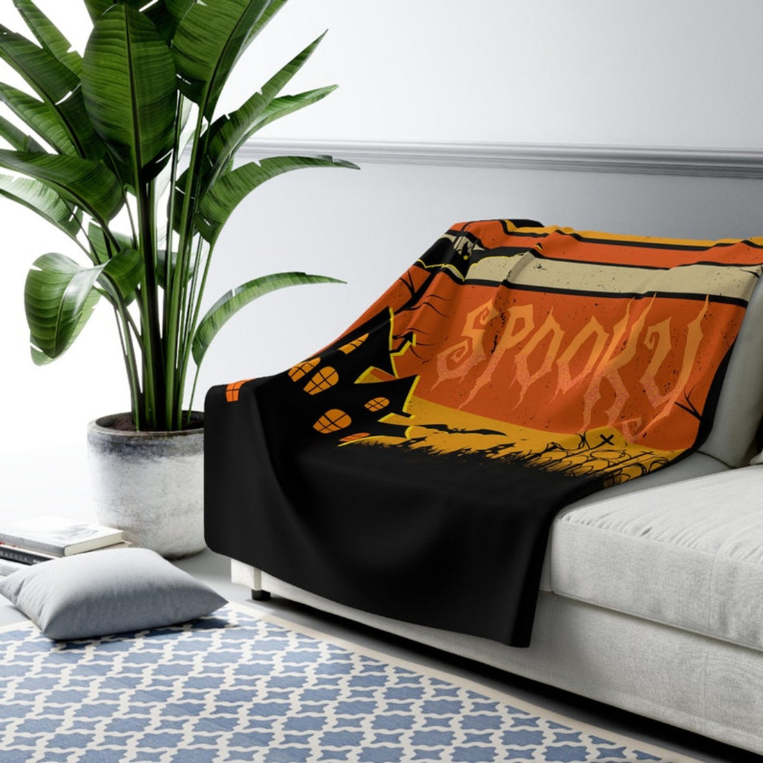 FUNSTUFFPRINT Halloween Blanket, Spooky Halloween Sherpa Blanket - Soft and Comfortable Halloween Blanket | Shop Now!