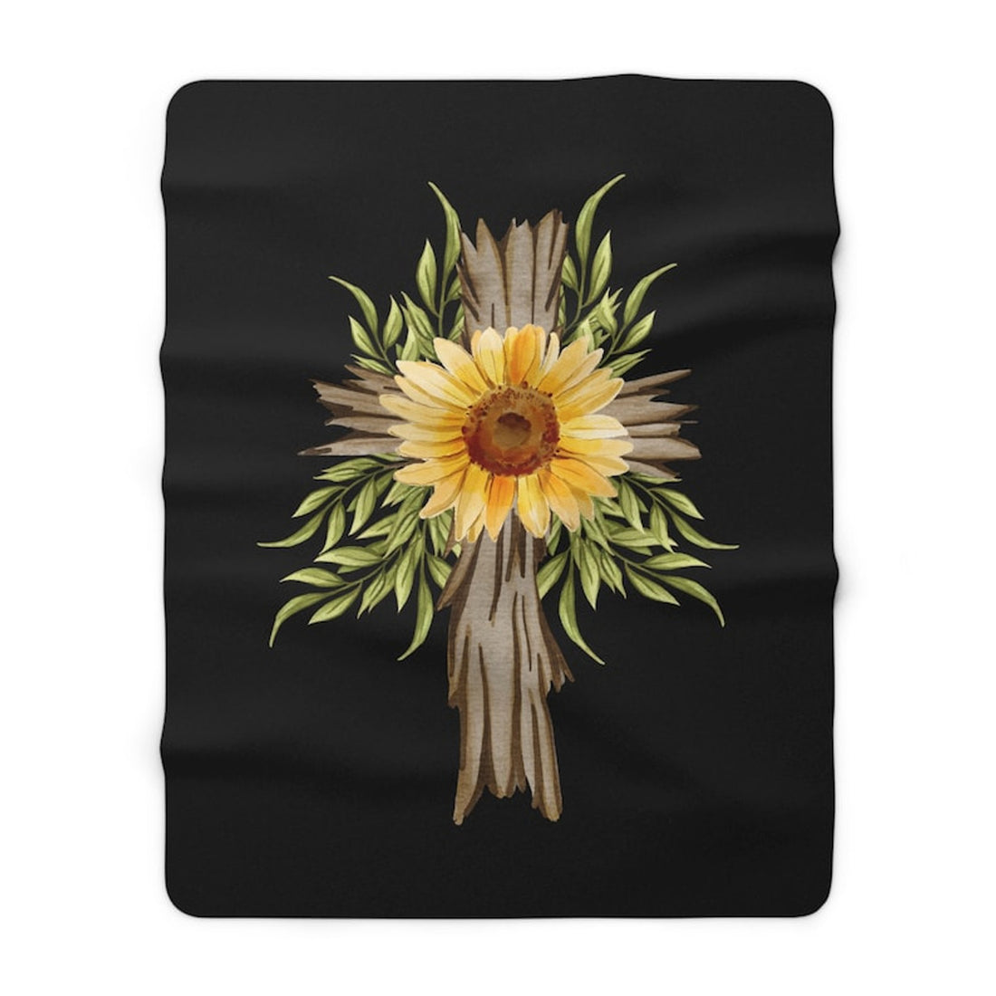 FUNSTUFFPRINT Sunflower Blanket, Cross Sherpa Blanket, Christian Fleece Religious Throw, Cozy Home Decor | Shop Now!