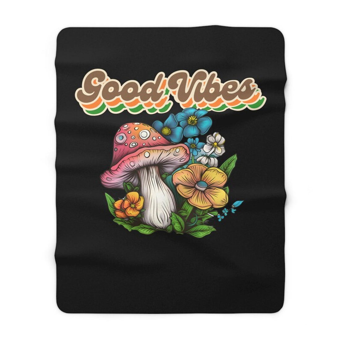 FUNSTUFFPRINT Psychedelic Mushroom Fleece Sherpa Blanket, Trippy Home Decor | Shop Now!