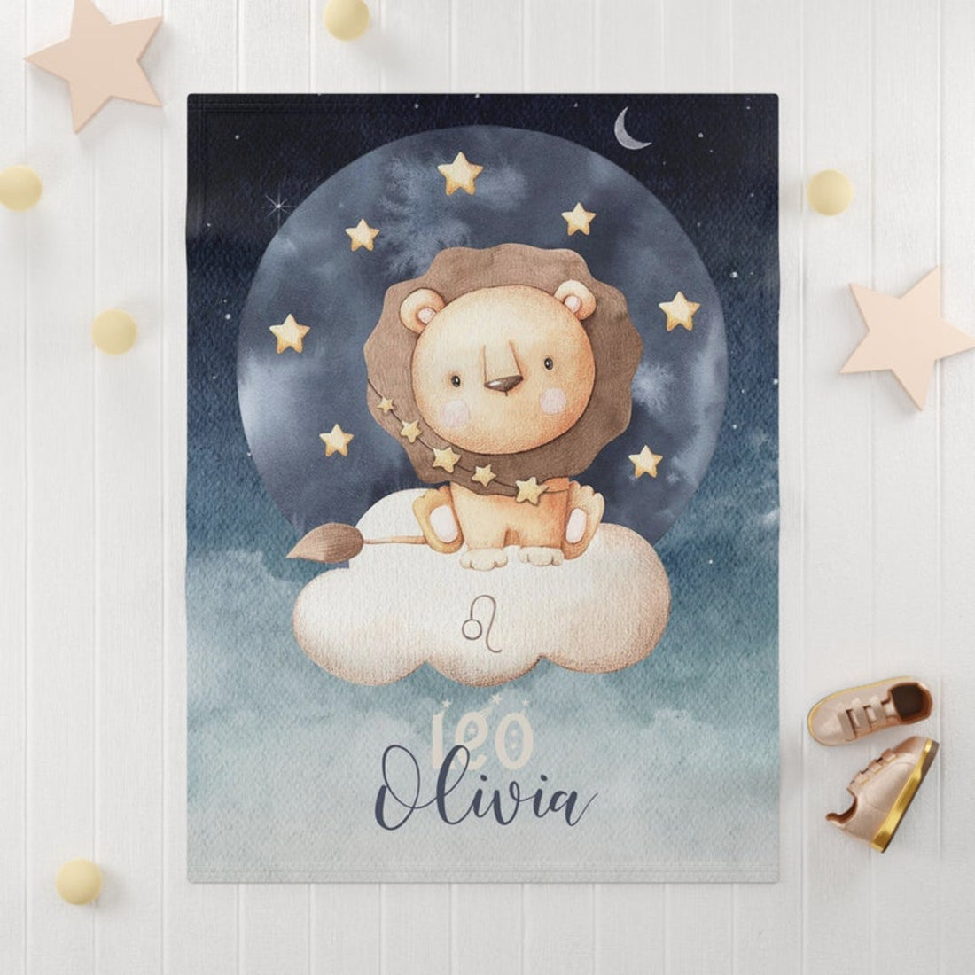 FUNSTUFFPRINT Custom  Leo Zodiac Nursery Blanket Personalized Horoscope Baby Blanket Birthday Gift Celestial Blanket Kids Custom Name Blanket Baby Shower Gift