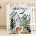 FUNSTUFFPRINT Custom  Woodland Deer Nursery Blanket, Personalized Baby Reindeer Blanket, Forest Animal Baby Blanket Kids Custom Name Blanket Baby Shower Gift