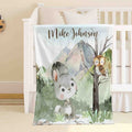 FUNSTUFFPRINT Custom  Little Bunny Nursery Blanket, Personalized Baby Owl Blanket, Woodland Animal Baby Blanket Kids Custom Name Blanket Forest Baby Shower Gift