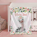 FUNSTUFFPRINT Custom  Baby Ostrich Blanket, Pink Floral Ostrich Nursery Blanket, Rose Flowers Girl Blanket, Personalized Baby Shower Gift Kids Custom Name Blanket